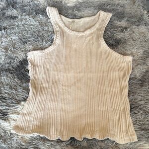 Anthropologie Cream Ribbed Tank Top